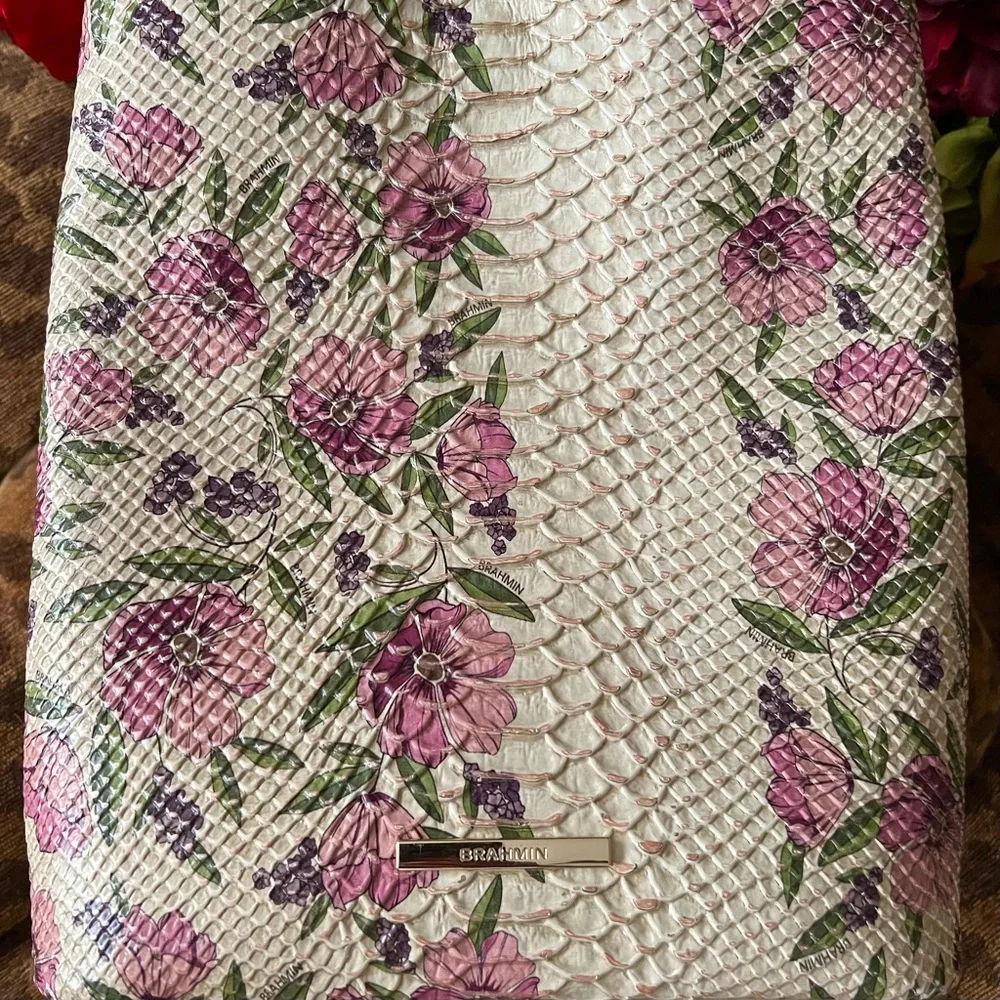 Brahmin Amelia Labyrinth Handbag Purple Flowers - Picture 3 of 14